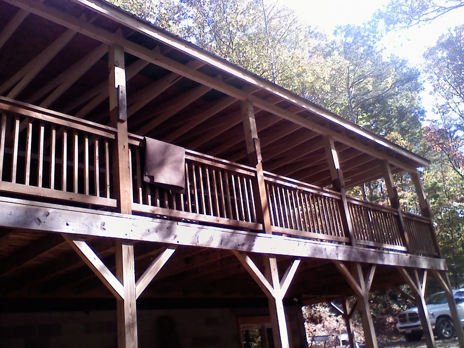 Timber framing under a new elevated porch and deck — Roof Leak Repair in Oley by Roofing Brothers